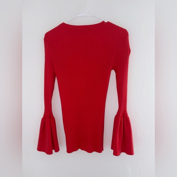 CAbi Red Ribbed Bell Sleeve Sweater - Picture 11 of 13